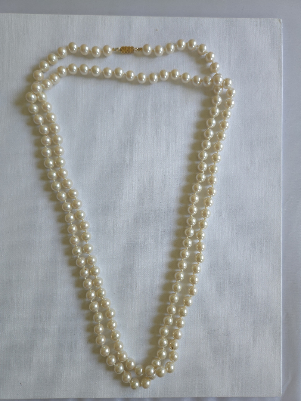 Vintage Long Knotted Pearl Rope Necklace
